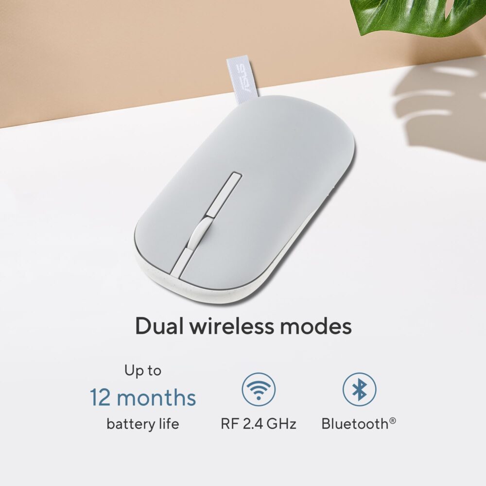 ASUS Marshmallow Md100 USB Mouse, Silent Button, Up to 1600 Dpi, Dual-Mode Connection, (Grey) - Image 4