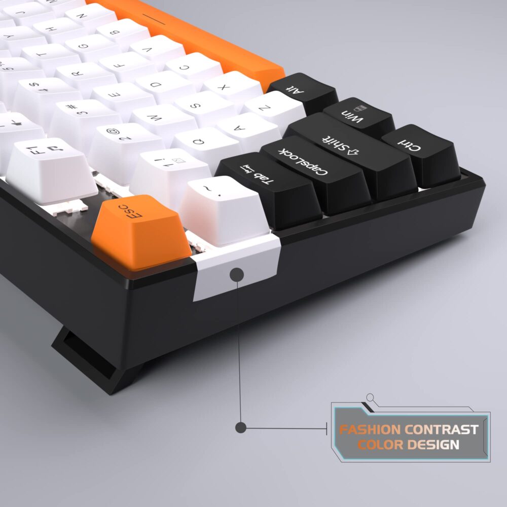MageGee 75% Mechanical Gaming Keyboard with Yellow Switch, LED White Backlit Keyboard, 87 Keys Compact TKL Wired Computer Keyboard for Windows Laptop PC Gamer - White/Black - Image 5