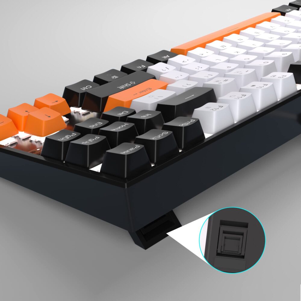 MageGee 75% Mechanical Gaming Keyboard with Yellow Switch, LED White Backlit Keyboard, 87 Keys Compact TKL Wired Computer Keyboard for Windows Laptop PC Gamer - White/Black - Image 4