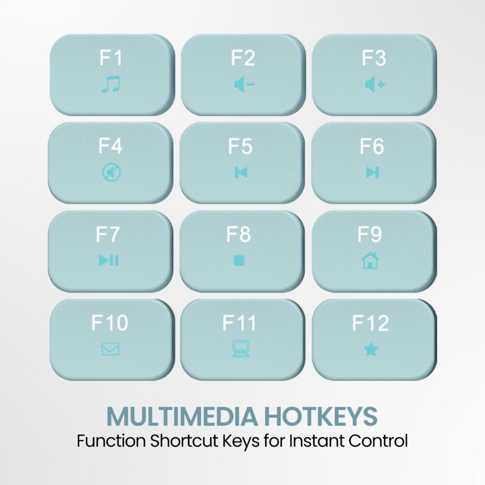 Portronics Ki-Pad 3 USB Wired Keyboard with Large Keycaps, Noise-Free Typing, Fn Multimedia Hotkeys, Full-Size Layout with Num Pad, Ergonomic Design, 1.5m USB Cable, for Laptop, PC, Mac (Blue) - Image 6