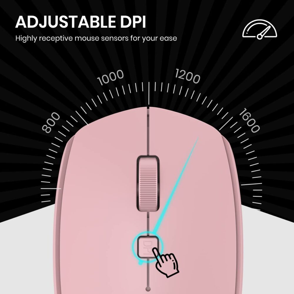 Portronics Toad 23 Wireless Optical Mouse with 2.4GHz, USB Nano Dongle, Optical Orientation, Click Wheel, Adjustable DPI(Pink) - Image 7