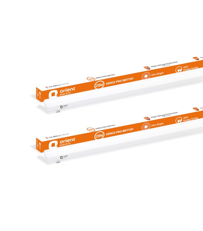 Orient Electric Grace Pro 20W LED Batten| 2000 lumens Bright Light Output| LED tubelight for Home| Sleek & Stylish Design| Non-breakable Polycarbonate housing | Pack of 2