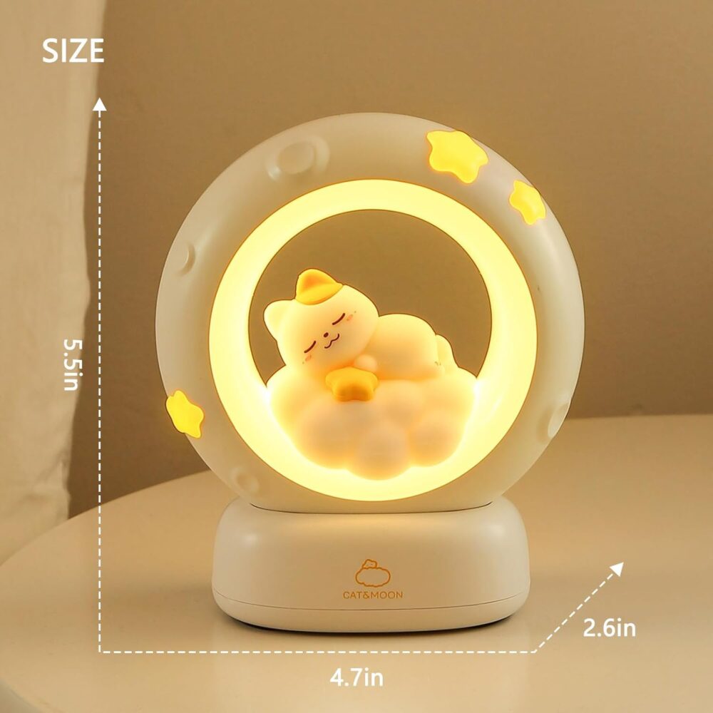 KRIVAZ Space Kitty LED Night Light for Kids, Nursery Night Light, Table Lamp, Animal Kitty Bedside Decor Lamp with Dimmable for Gifts for Girls Baby Cat Lovers (Cat) - Image 6