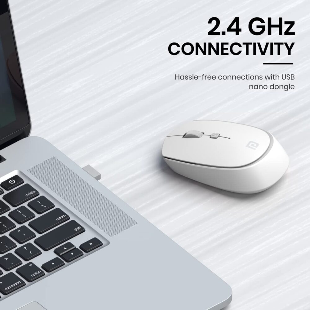 Portronics Toad 23 Wireless Optical Mouse with 2.4GHz, USB Nano Dongle, Optical Orientation, Click Wheel, Adjustable DPI(White) - Image 5