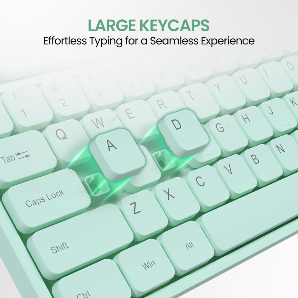 Portronics Ki-Pad 3 USB Wired Keyboard with Large Keycaps, Noise-Free Typing, Fn Multimedia Hotkeys, Full-Size Layout with Num Pad, Ergonomic Design, 1.5m USB Cable, for Laptop, PC, Mac (Green) - Image 8