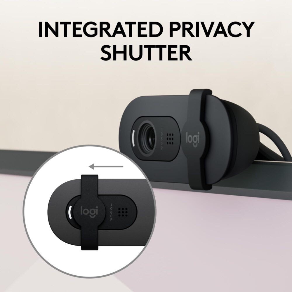 Logitech Brio 100 Full HD Webcam for Meetings and Streaming, Auto-Light Balance, Built-in Mic, Privacy Shutter, USB-A, for Microsoft Teams, Google Meet, Zoom and More- Graphite - Image 7