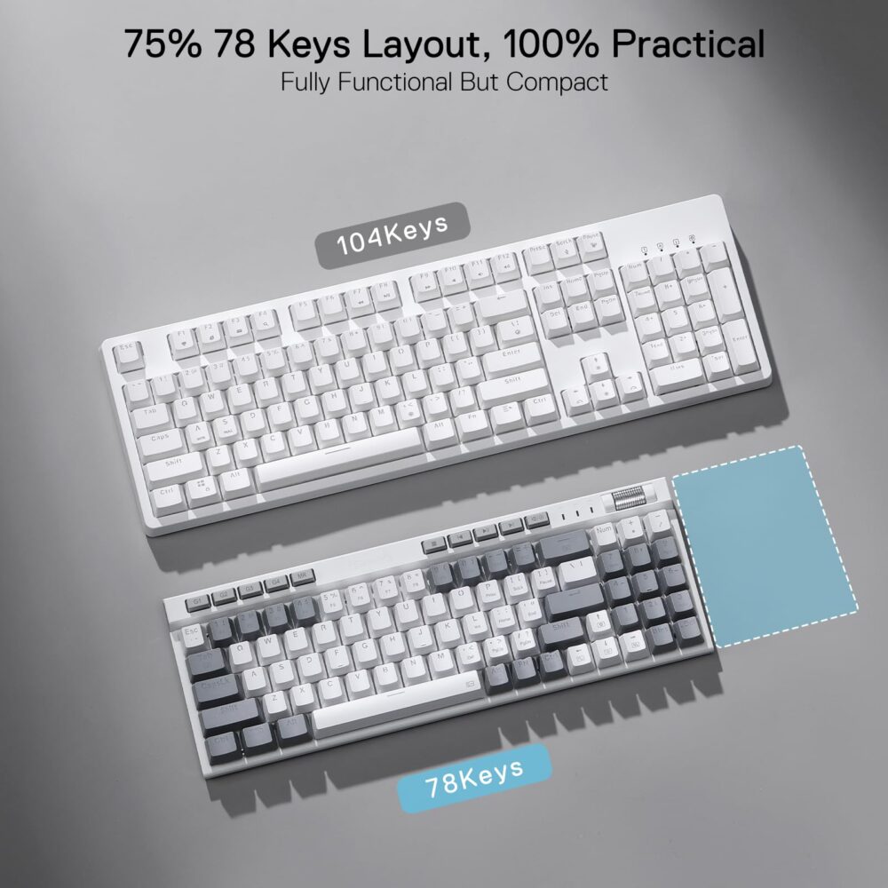 Redragon K655 75% RGB Wired Mechanical Gaming Keyboard, 78 Keys Hot-Swap Mechanical Keyboard w/Aluminum Cover Board, Upgraded Socket and Onboard Macro/Media Keys, Quiet Linear Red Switch - Image 5