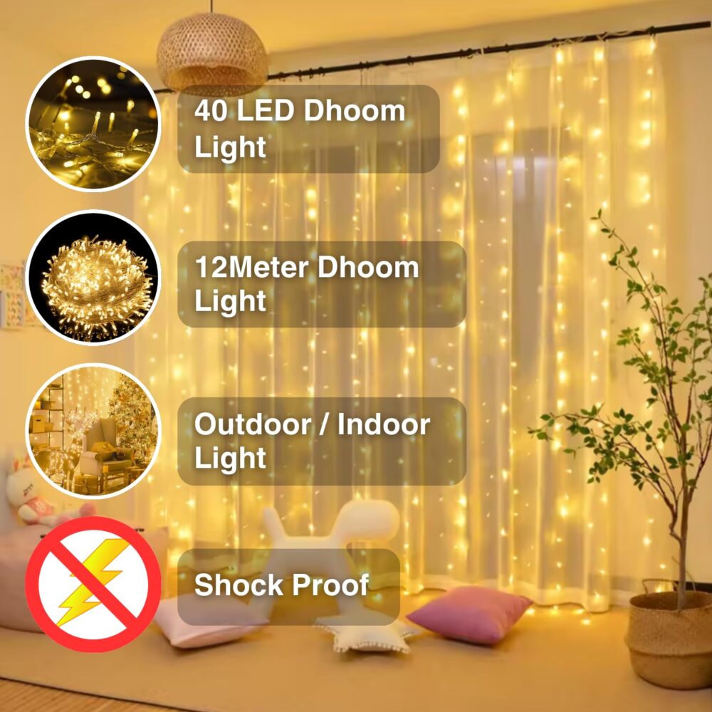 NIYAMAX LED String Lights - 12 Meter Fairy Lights with Full View Light 42 LED Bulb - Waterproof & Flexible Copper LED Serial String Lights (Warm White) - Image 6