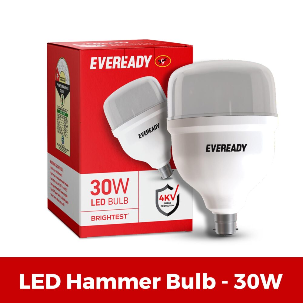 Eveready 30W LED Hammer Bulb with B22 Base, High CRI, 4KV Surge Protection, Energy Efficient & Long Life – Cool Daylight (6500K) for Home & Commercial Use - Image 6
