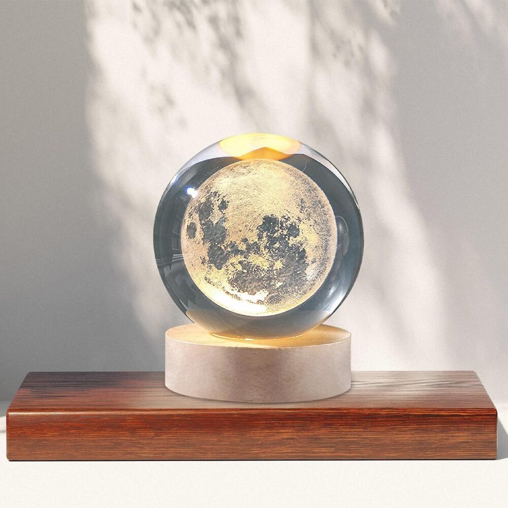 Desidiya Moon Crystal Ball Night Light,2.4 Inch Glass Ball Night LED Lamp with Woodern Base,Decorations Gifts for Men,Women,Kids,Boys,Girls | Gifts for Woman | Valentine Gifts - Image 5
