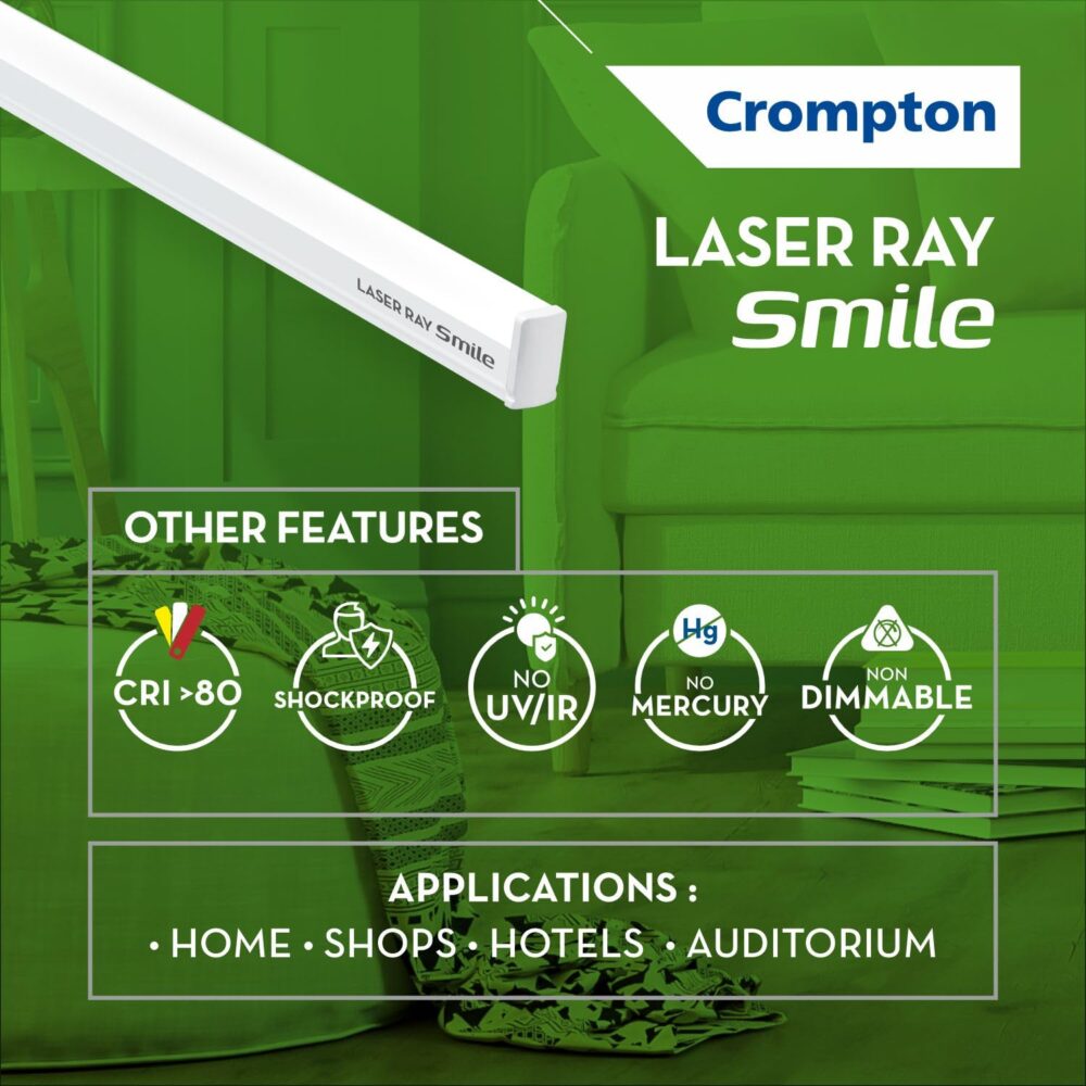 Crompton Laser Ray Smile 20W LED Batten |4 feet Slim Batten for Living Room & Bedroom | Energy Efficient Tubelight for Home | BIS Approved | Natural White (6500K) (Pack of 1) - Image 4