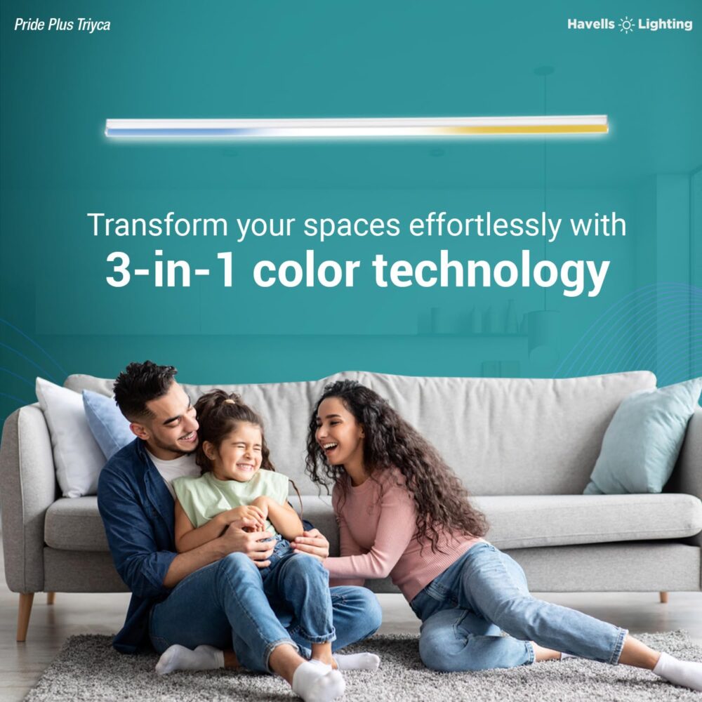 Havells 20W 3 in 1 LED Batten Tubelight|Energy Efficient|Three Color Temperatures(Warm White,Neutral White,Cool White)|Upto 4KV Surge Protection Upto 4KV|Made in India |(Triyca)| Pack of 1 - Image 6