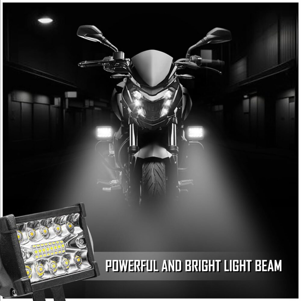 FABTEC 18 LED 4 Inch/10 cm Bar Light LED Fog Light for All Motorcycles/Bike/Scooty/E-Rikshaw (Set Of 2) (4 Inch,White) (6 Month Warranty) - Image 4