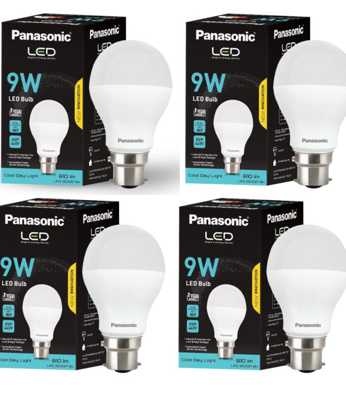 Panasonic 9 Watt LED Bulb, B22 Base 9W Bulb Light For Home, 25000+ BH with 1 Year Warranty, 6500K Cool Day Bulb (Pack of 4)
