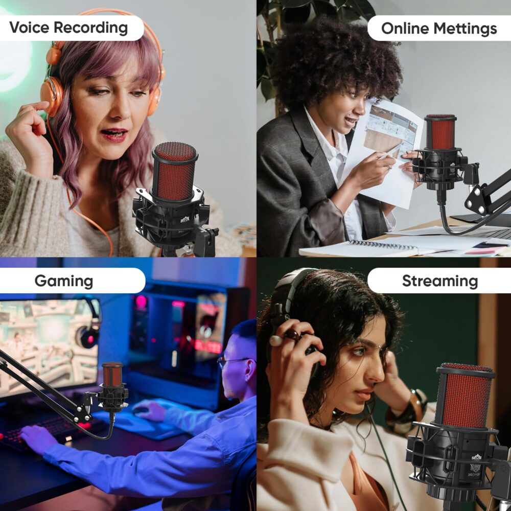 DIGIMORE USB Condenser Microphone Kit | 192kHz/24bit | BoomArm, Pop Filter, Mic Cover, Shock Mount, Tripod & 2.5M USB Cable | Podcasting, Gaming, Singing & Live Streaming (D-500) - Image 3