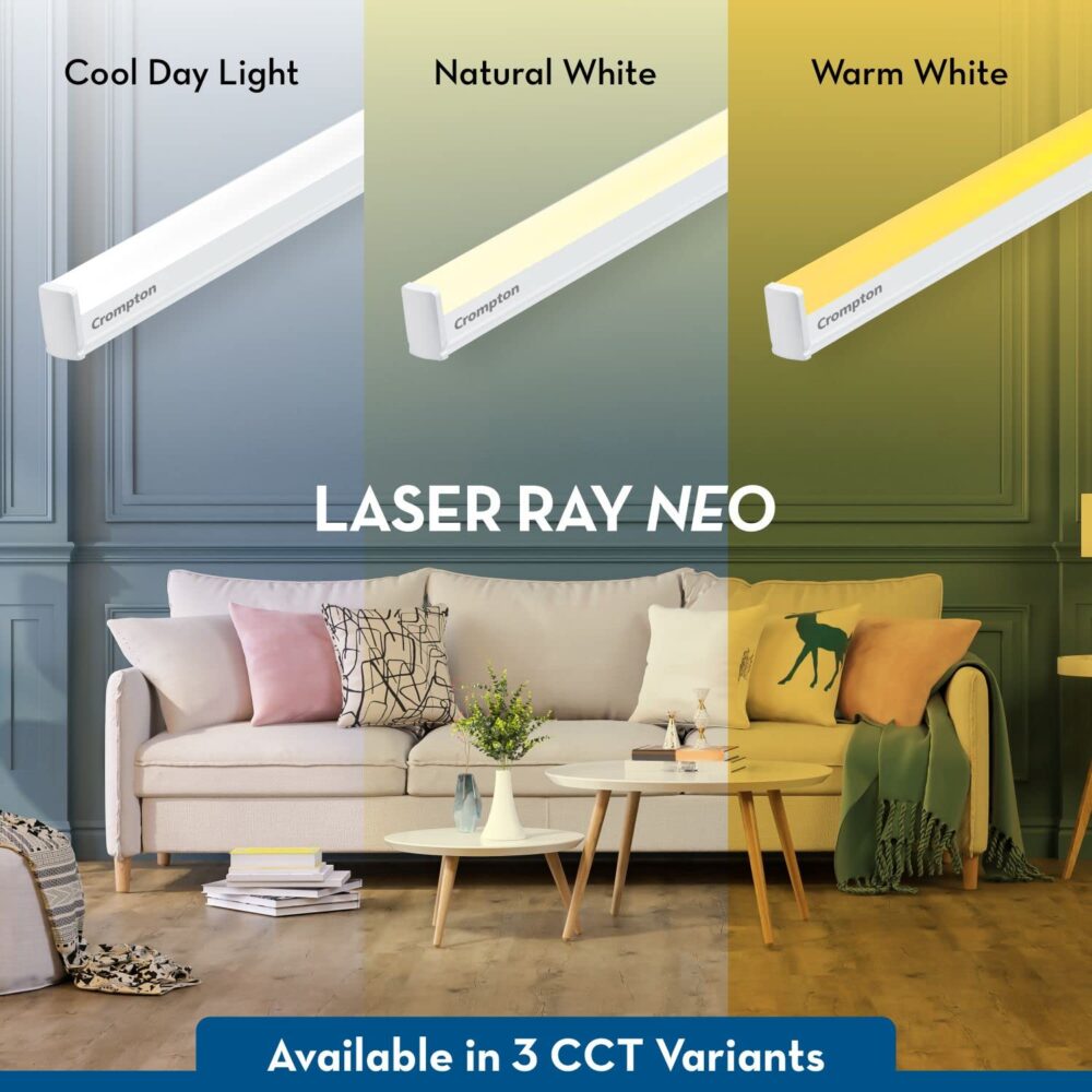 Crompton Laser Ray Neo 36W LED Batten |4 feet Slim Batten for Living Room & Bedroom | Energy Efficient Tubelight for Home | BIS Approved | Cool Day Light (6500K) (Pack of 2) - Image 2