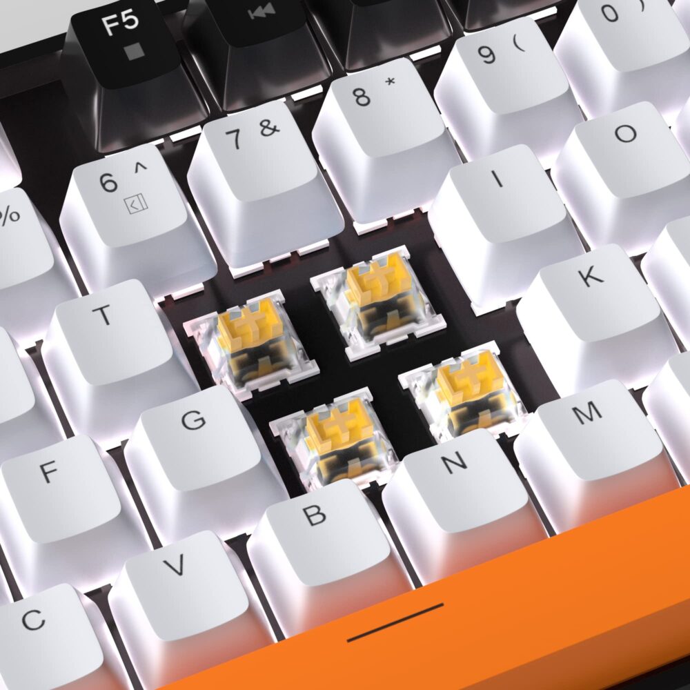 MageGee 75% Mechanical Gaming Keyboard with Yellow Switch, LED White Backlit Keyboard, 87 Keys Compact TKL Wired Computer Keyboard for Windows Laptop PC Gamer - White/Black - Image 7