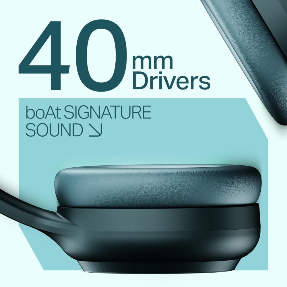 boAt Rockerz 421 (2025 Launch), 40Hrs Battery, Low Latency(40ms), 40mm Drivers, ENx Technology, Integrated Controls, v5.4 Bluetooth Headphones, Wireless Headphone with Mic (Bold Blue) - Image 4