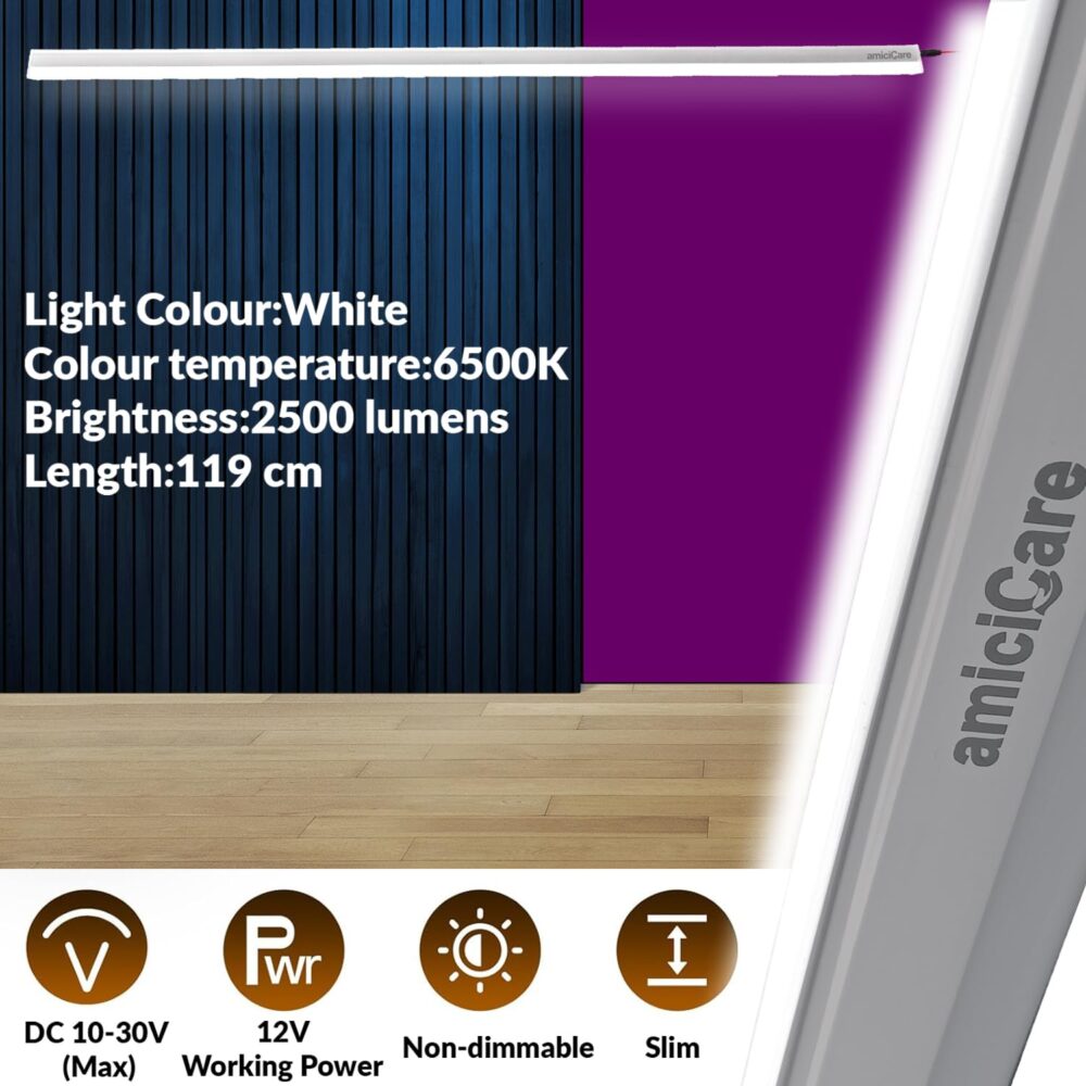 amiciCare 20W DC Tubelight for Off-Grid Solar System, Fliker-Free | Energy-Efficient | Variable Voltage Range LED Batten Work on 10~30VDC Power Supply (Cool-White, Pack of 2) - Image 5