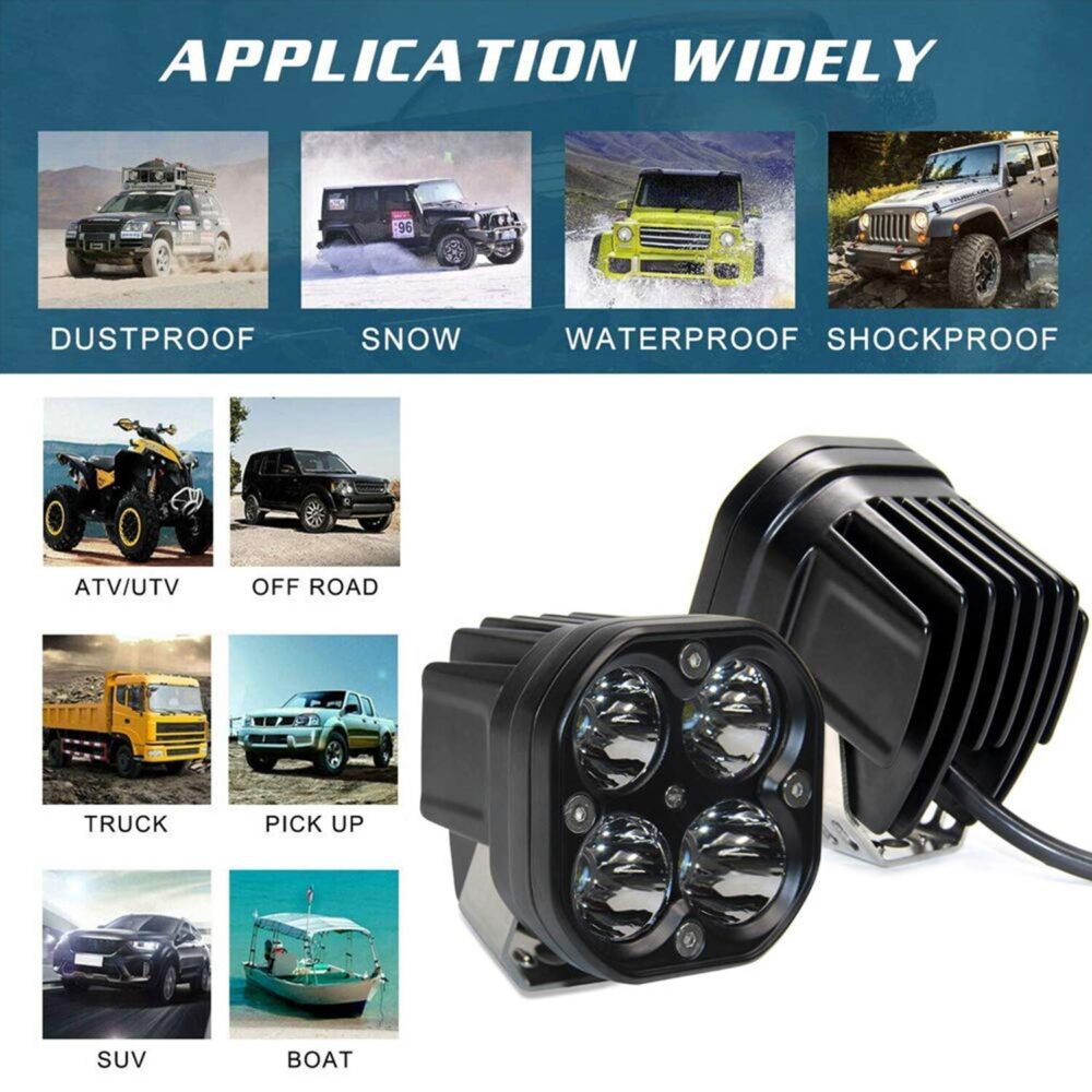 Allextreme EX40WF2 4 LED Fog Light Super Bright Spot Flood Beam Driving Lamp for Motorcycle Cars Bikes & SUV (40W, White Light, 2 PCS) - Image 6
