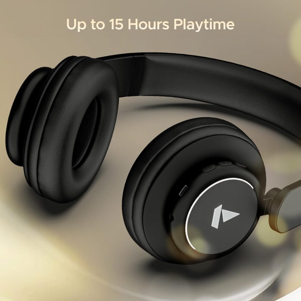 boAt Rockerz 450, 15 HRS Battery, 40mm Drivers, Padded Ear Cushions, Integrated Controls, Dual Modes, On Ear Bluetooth Headphones, Wireless Headphone with Mic (Luscious Black) - Image 4