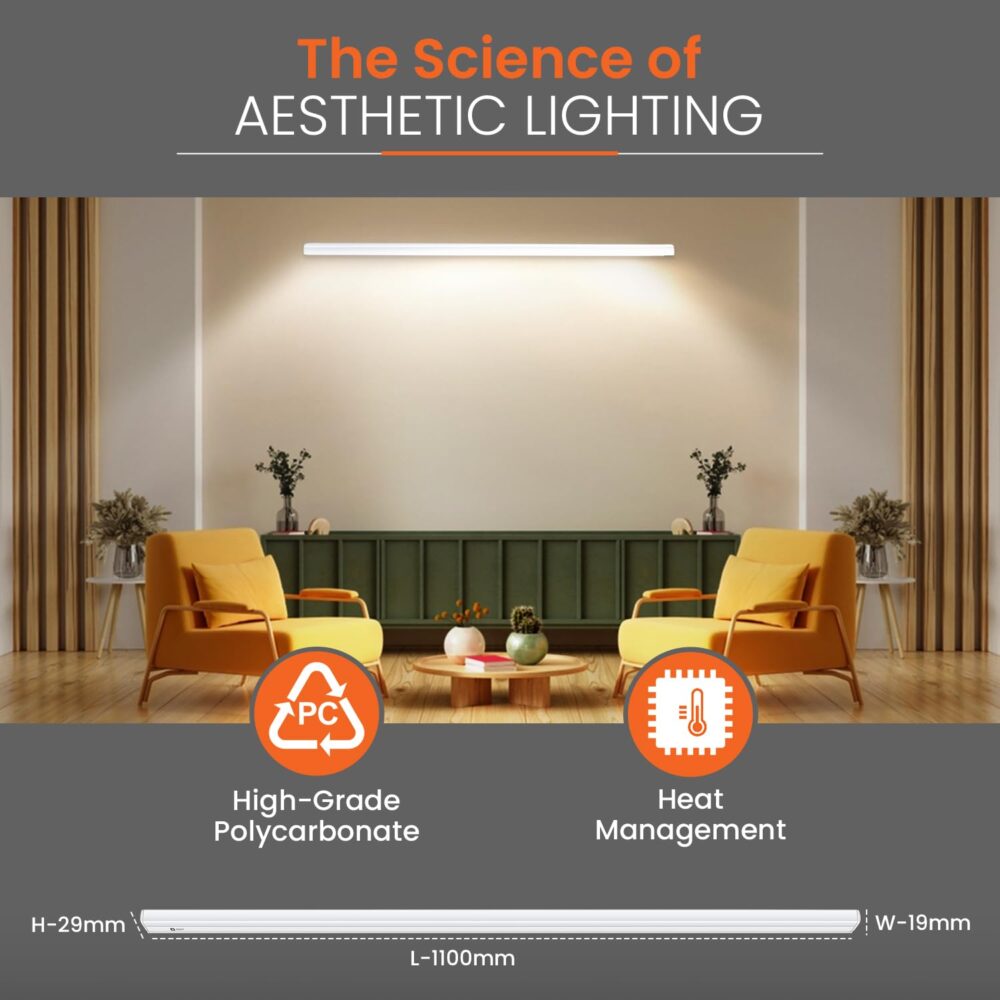 Orient Electric Grace Pro 20W LED Batten| 2000 lumens Bright Light Output| LED tubelight for Home| Sleek & Stylish Design| Non-breakable Polycarbonate housing | Pack of 2 - Image 3