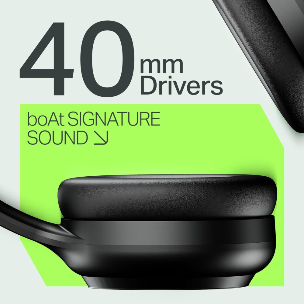 boAt Rockerz 421 (2025 Launch), 40Hrs Battery, Low Latency(40ms), 40mm Drivers, ENx Technology, Integrated Controls, v5.4 Bluetooth Headphones, Wireless Headphone with Mic (Black Sabre) - Image 5