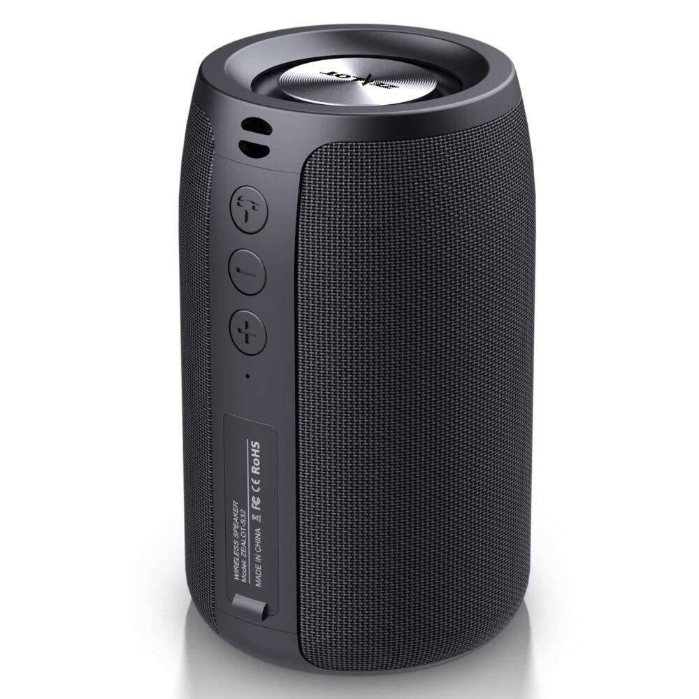 Zealot Portable Bluetooth Speaker,Wireless Speaker,S32 Samll Outdoor Speaker, Waterproof IPX5, Stereo Pairing/USB/MIC/TF Card/AUX for iOS Andriod Gift for Men,Kids -Black