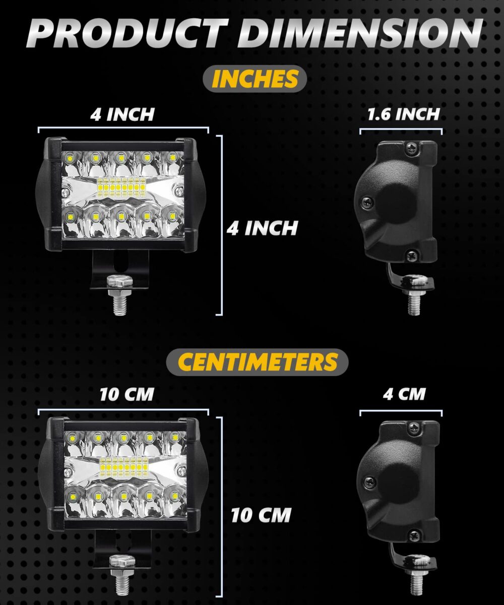 FABTEC 18 LED 4 Inch/10 cm Bar Light LED Fog Light for All Motorcycles/Bike/Scooty/E-Rikshaw (Set Of 2) (4 Inch,White) (6 Month Warranty) - Image 2
