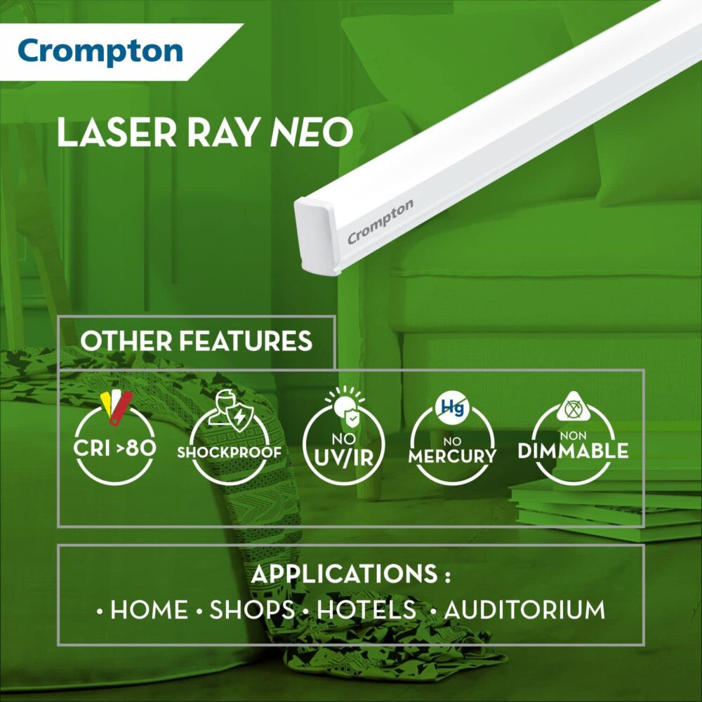 Crompton Laser Ray Neo 24 W LED Batten (Cool Day Light) - (Pack of 1) - Image 4