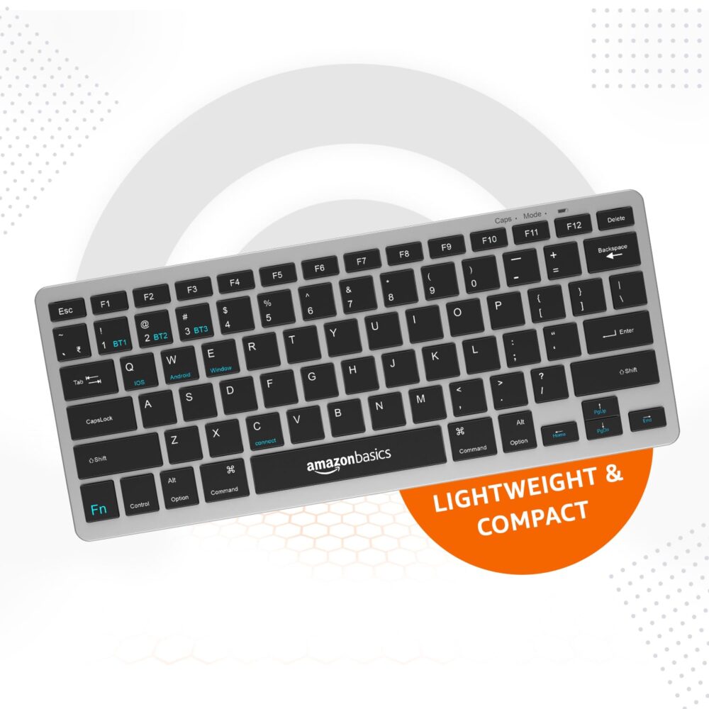 amazon basics Wireless Bluetooth Keyboard | Easy Switch for Up to 3 Devices | Ideal for Tablets & Mobiles | iOS, Windows, Android Compatible | Type C Port | Noiseless Keys | 78 Keys (Black and Grey) - Image 10