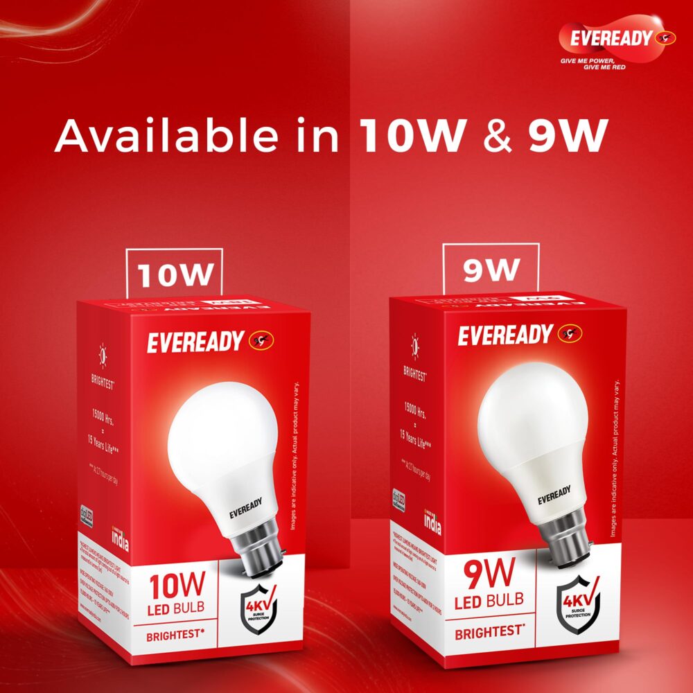 Eveready 9W LED Bulb, Cool Day Light (6500K), B22 Base, Energy-Efficient, 4kV Surge Protection, Long-Lasting Durability - Pack of 10 - Image 2
