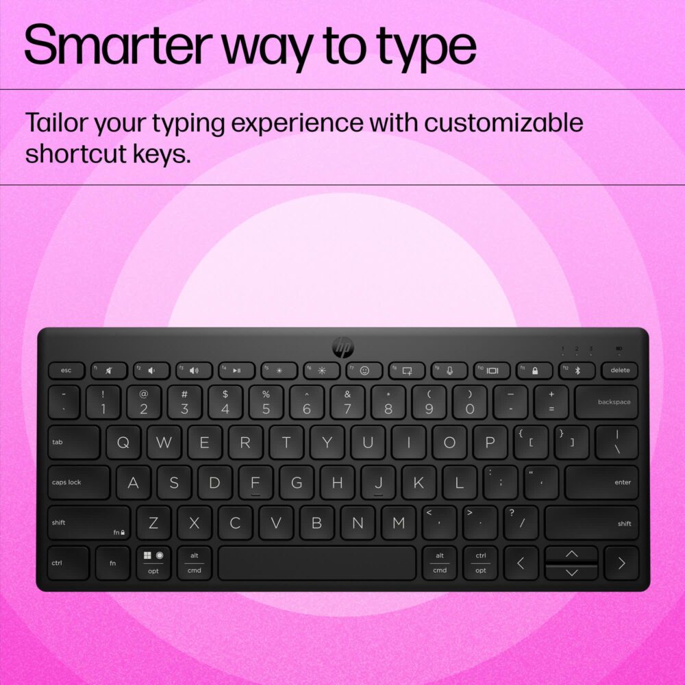 HP 350 Compact Multi-Device Bluetooth Wireless Keyboard; Spill Resistant; Swift Pair; OS Auto-Detection, LED Indicator, Battery Life Up to 24 Months - Image 4