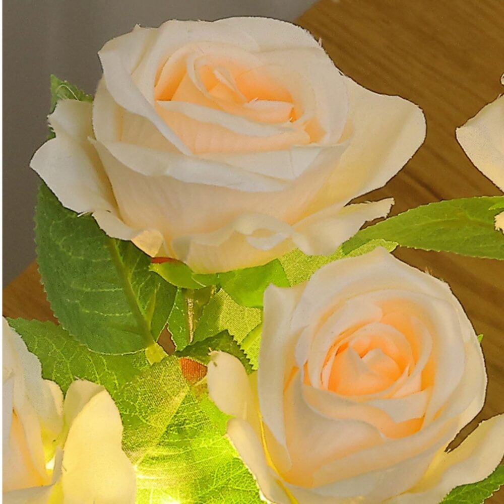 One94Store LED Rose Lamp – Romantic Bedside Night Light, Simulation Bouquet for Home, Bedroom, Wedding & Decorative Display Warm White (White Rose) - Image 7