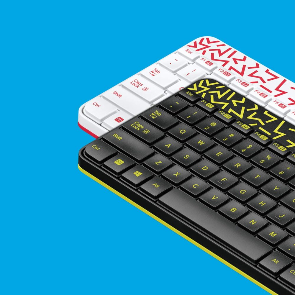 Logitech MK240 Nano Wireless USB Keyboard and Mouse Set, 12 Function Keys 2.4GHz Wireless, 1000DPI, Spill-Resistant Design, PC/Mac, Black/Chartreuse Yellow - Image 4