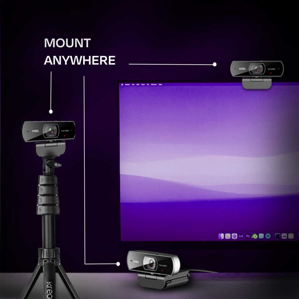 Kreo Owl Full HD 1080P 60 FPS Webcam with Auto-Focus and Built-in Dual Digital Mic, Plug and Play Setup for Video Call, Streaming, YouTube Built-in Privacy Shutter with 360 Rotation (Owl Full HD) - Image 2