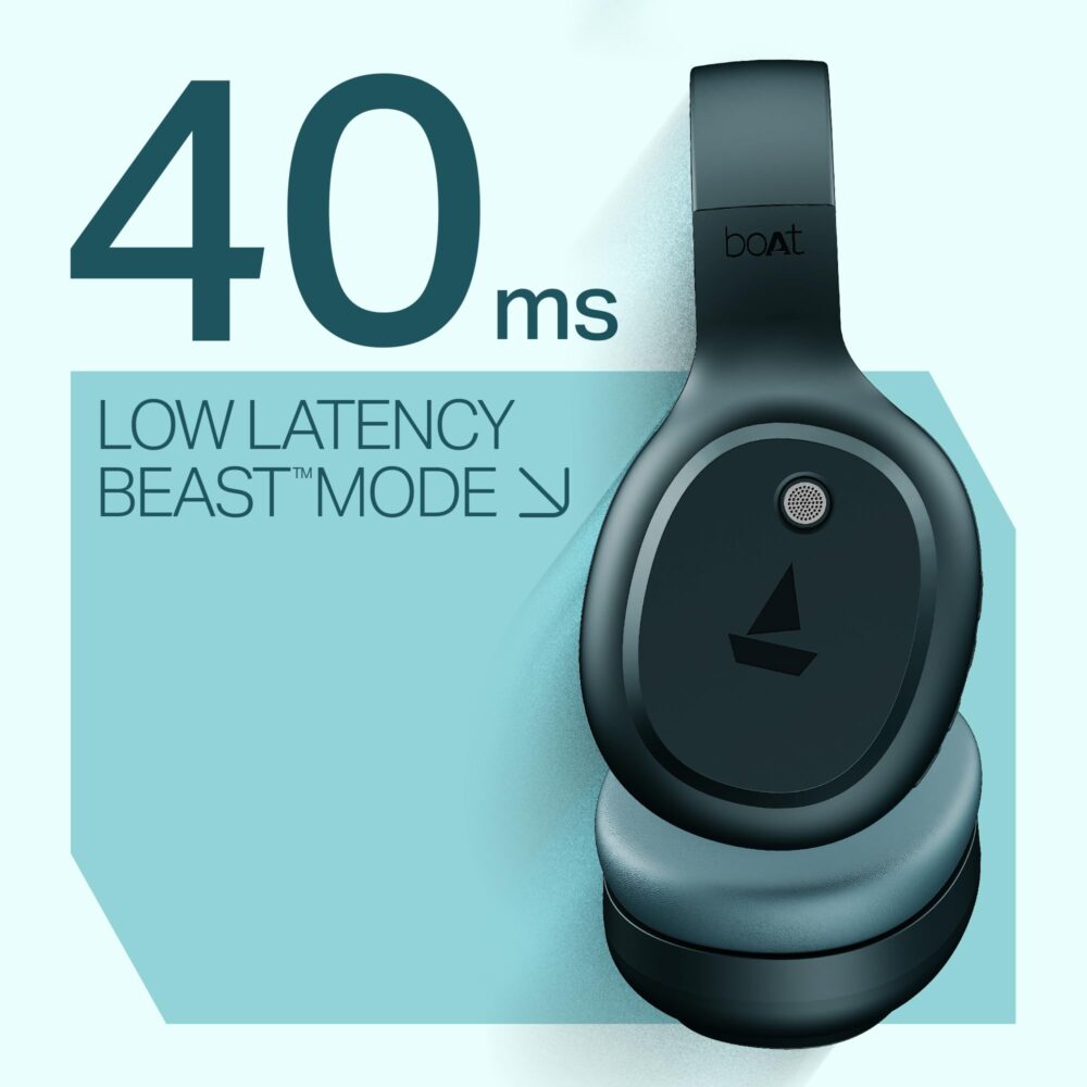 boAt Rockerz 421 (2025 Launch), 40Hrs Battery, Low Latency(40ms), 40mm Drivers, ENx Technology, Integrated Controls, v5.4 Bluetooth Headphones, Wireless Headphone with Mic (Bold Blue) - Image 5
