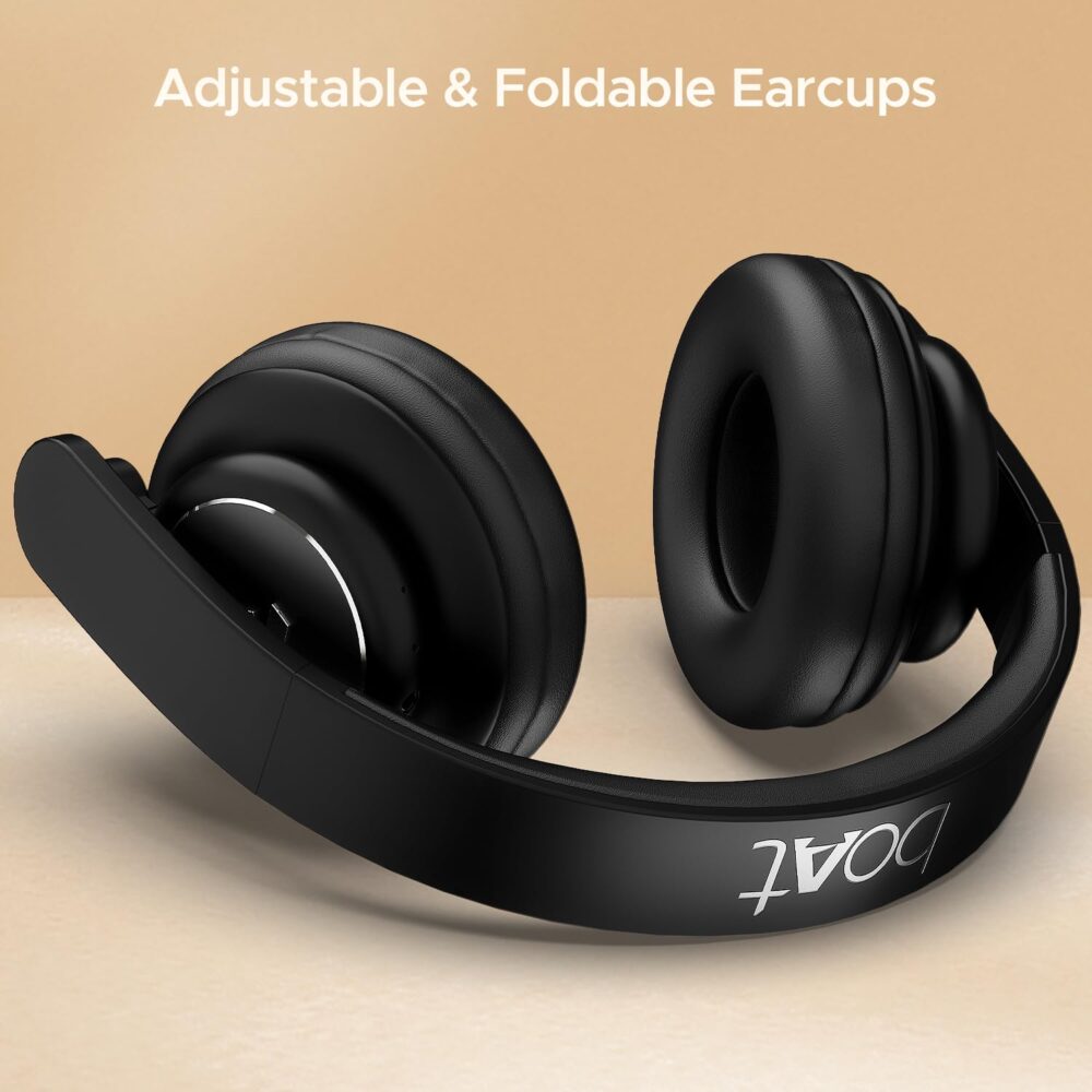boAt Rockerz 450, 15 HRS Battery, 40mm Drivers, Padded Ear Cushions, Integrated Controls, Dual Modes, On Ear Bluetooth Headphones, Wireless Headphone with Mic (Luscious Black) - Image 2