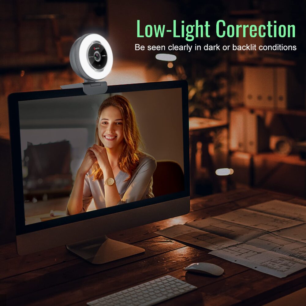 Angetube Streaming Webcam with Microphone: 1080P 60FPS USB Web Cam with Ring Light and Remote Control - HD Web Camera with 5X Digital Zoom Built in Privacy Cover,for PC|Computer|Laptop|Mac|Desktop - Image 2