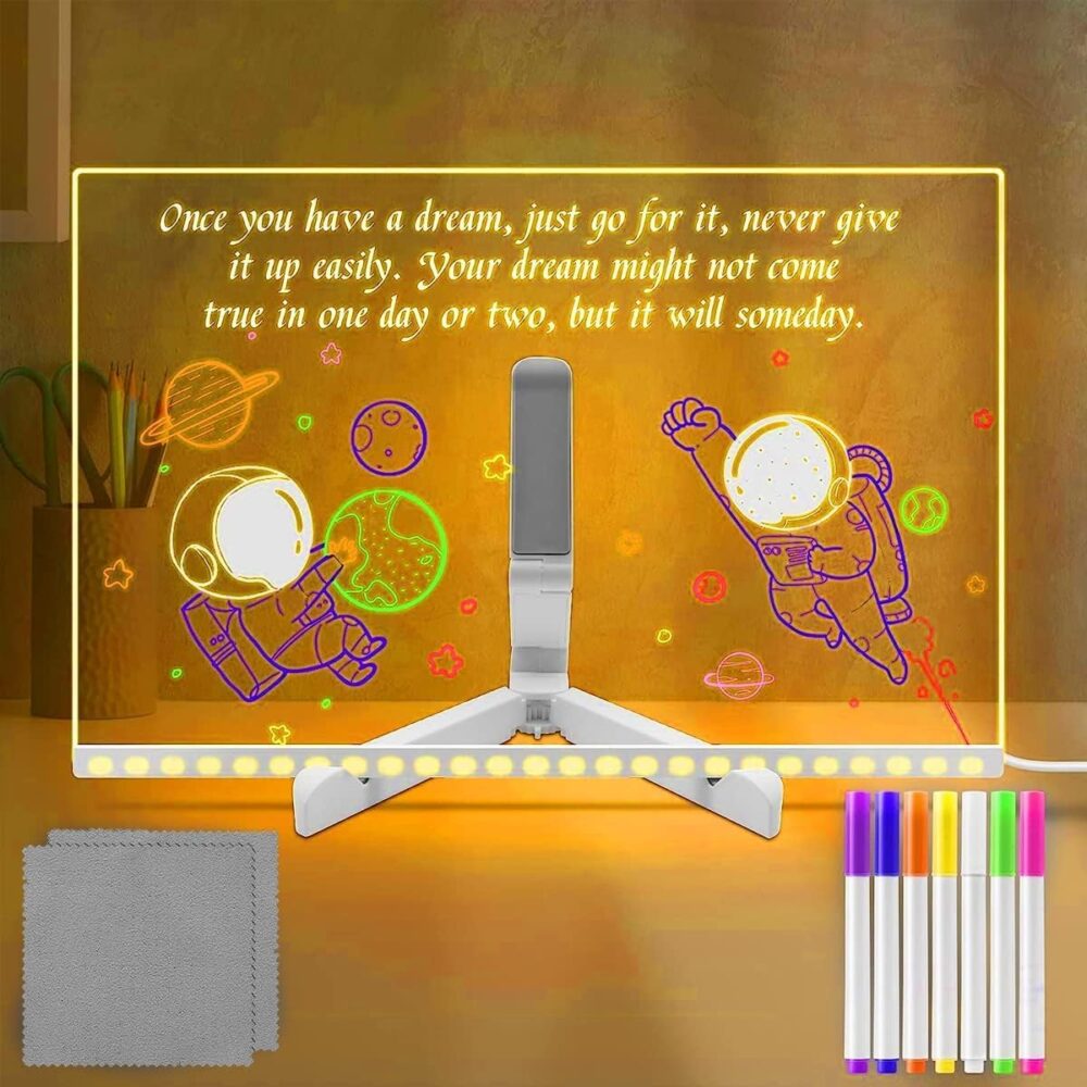 NYRWANA DIY 3D Acrylic Writing Board with Pen & Light | 30x20 cm | Led Writing Pad, Writing Pad with Light, Acrylic Board, Table Lamp, Home & Office Decor Items, Gift, Personalized Led Board - Image 2