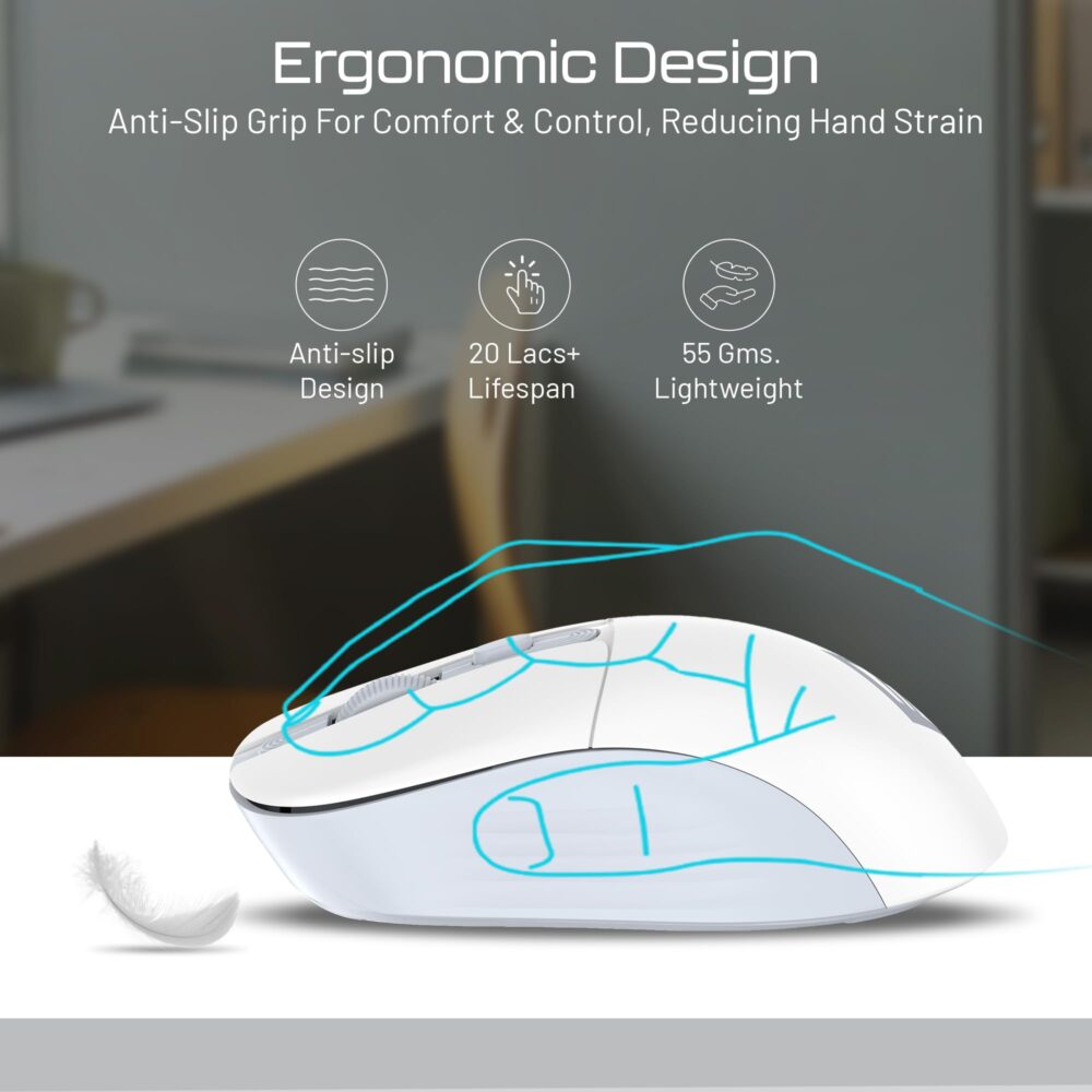 Archer Tech Lab Wireless Mouse, 2.4GHz USB Nano Receiver,3 DPI (800/1200/1600), Ergonomic Lightweight Design 55g, 10M Range, Plug & Play,2 Million Clicks, for Windows PC/Laptop (Precision 100-White) - Image 5