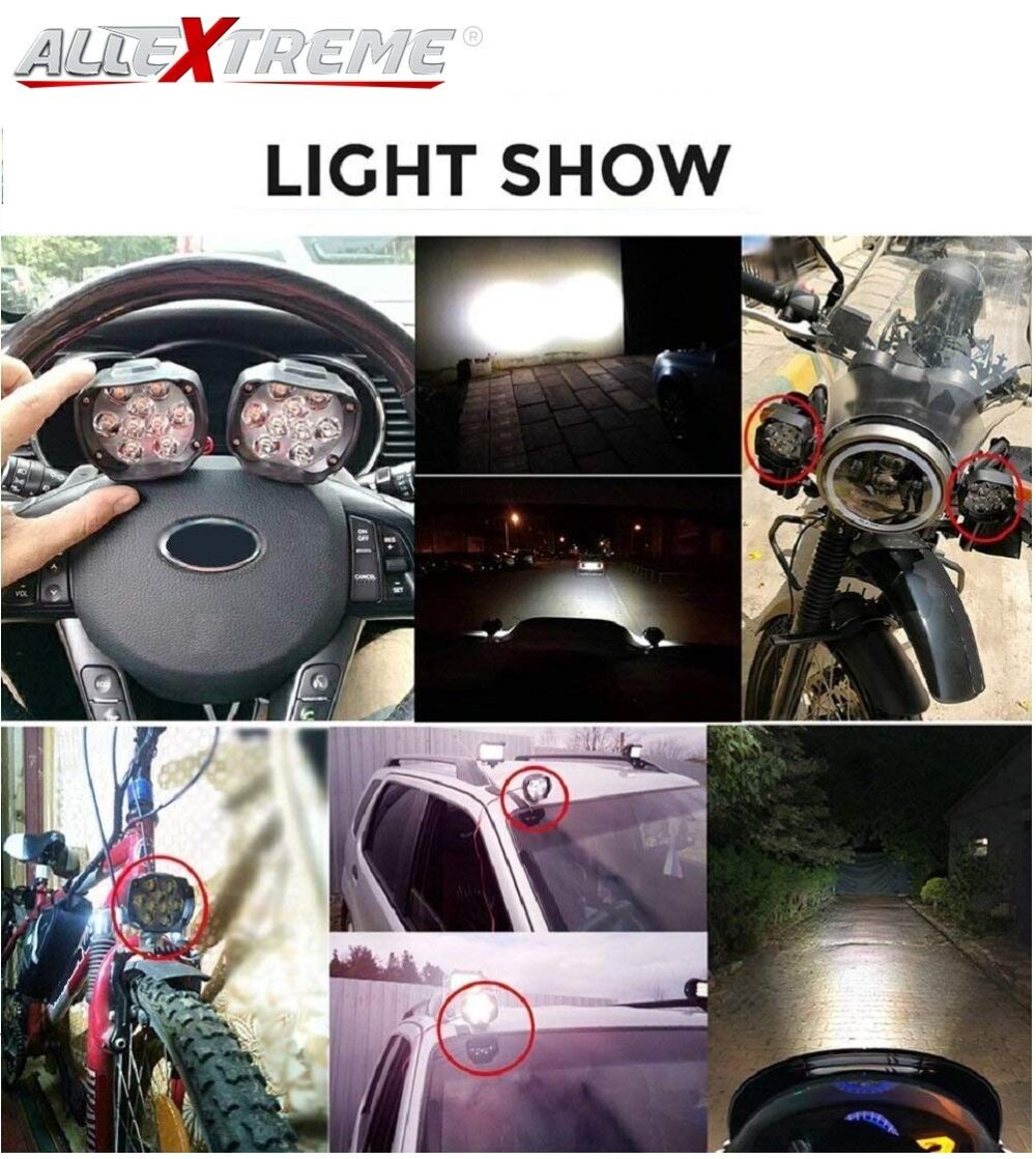 Allextreme EX9FWS2 Imported 9 LED Fog Light Spot Beam Water-Resistant Heavy Duty Pod Driving Work Lamp with Handlebar Switch for Motorcycle Bike Car (15W, White, 2 PCS) - Image 4