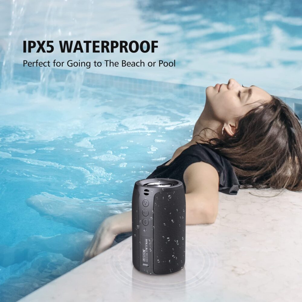 Zealot Portable Bluetooth Speaker,Wireless Speaker,S32 Samll Outdoor Speaker, Waterproof IPX5, Stereo Pairing/USB/MIC/TF Card/AUX for iOS Andriod Gift for Men,Kids -Black - Image 7
