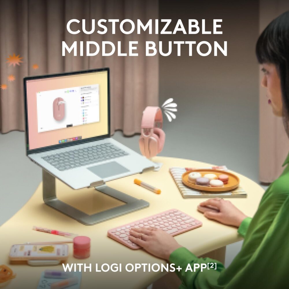Logitech Pebble Mouse 2 M350s Slim Bluetooth Wireless Mouse, Portable, Lightweight, Customisable Button, Quiet Clicks, Easy-Switch for Windows, macOS, iPadOS, Android, Chrome OS - Tonal Graphite - Image 8