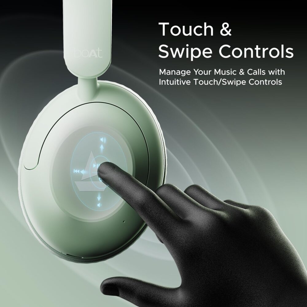 boAt Rockerz 650 Pro (2025 Launch),Touch/Swipe Controls,Dolby Audio,80Hrs Battery,2Mics Enx,Fast Charge,App Support,Dual Pair,Bluetooth Over Ear Headphones,Wireless Headphone with Mic (Sage Green) - Image 11