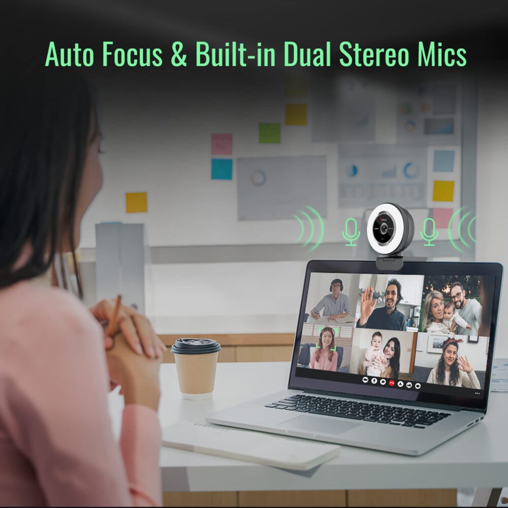 Angetube Streaming Webcam with Microphone: 1080P 60FPS USB Web Cam with Ring Light and Remote Control - HD Web Camera with 5X Digital Zoom Built in Privacy Cover,for PC|Computer|Laptop|Mac|Desktop - Image 3