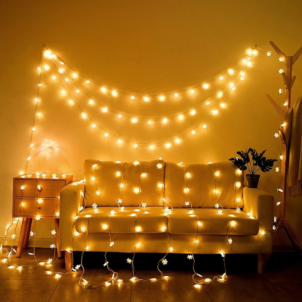 Desidiya® Christmas Decoration Lights, Snowflake String Lights Battery Operated Indoor Christmas Decorations, Waterproof Outdoor Light for Xmas Garden Patio Bedroom Party Decor - Warm White - Image 3