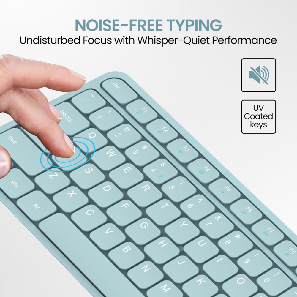 Portronics Ki-Pad 3 USB Wired Keyboard with Large Keycaps, Noise-Free Typing, Fn Multimedia Hotkeys, Full-Size Layout with Num Pad, Ergonomic Design, 1.5m USB Cable, for Laptop, PC, Mac (Blue) - Image 7