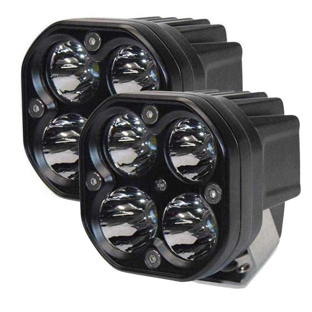 Allextreme EX40WF2 4 LED Fog Light Super Bright Spot Flood Beam Driving Lamp for Motorcycle Cars Bikes & SUV (40W, White Light, 2 PCS)