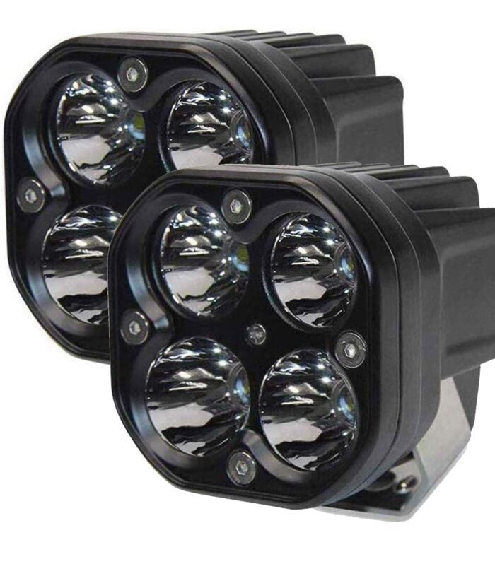 Allextreme EX40WF2 4 LED Fog Light Super Bright Spot Flood Beam Driving Lamp for Motorcycle Cars Bikes & SUV (40W, White Light, 2 PCS)